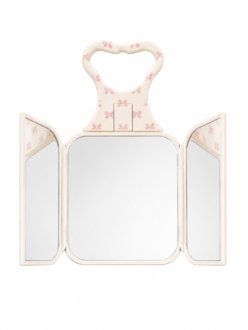 Compact Tri-Fold Makeup Mirror in Light Pink